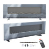 50 60 72"Electric Standing LED Fireplace TouchScreen Wall Inset Black/Grey Glass