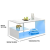Wooden Coffee Table With Storage High Gloss Sofa End Table LED Light Living Room