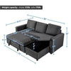 Sectional Sofa with Chaise L-Shaped Reversible Sofa Bed with Storage Dark Gray