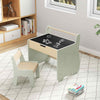 Kids Table and Chair Set w/ Storage and Paper Roll Holder-Green