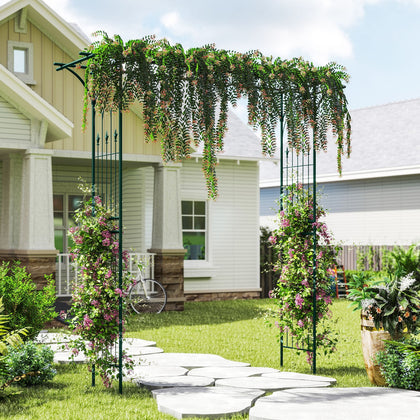 205cm Garden Arbor Metal Archway for Climbing Plants-Green