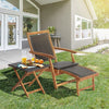 2-in-1 Garden Lounge Chair Table Set Folding Chaise Lounge w/Wicker Side Table