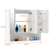 White Bathroom Cabinet Wall Mounted Mirrored Cupboard with Shelf Storage 3 Doors