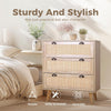 Rattan Cabinet Dresser 3-Drawer Chest of Drawers Rattan Bedside Tables & Cabinet