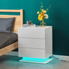 LED Bedside Table Cabinets Front High Gloss Chest of 3 Drawers Nightstand