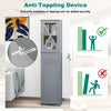 Tall Bathroom Storage Cabinet Floor Cabinet with Glass Door and Drawer Grey