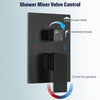 12" Concealed Shower Mixer Valve Tap Square Black Bathroom Twin Head Valve Qotof