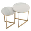 Nest of End Tables Sintered Stone Stacking Round Coffee Side Tables Marble Look