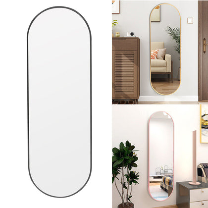 120cm Oval Wall Mirror Full Length Metal Framed Bedroom Dressing Room Make-Up UK