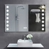 Illuminated Bathroom Mirror With LED Light Clock Demister Pad Touch Switch