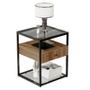 Double Layer Tempered Glasses Side End Table Square Nightstand Cabinet Office UK