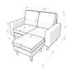 Panana Linen Fabric Sofa 1, 2 or 3 Seater Modern Couch Suite Set ottoman