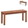 2Pcs Patio Wood Bench 2-Person Solid Wood Bench Dining Bench w/ Slatted Seat