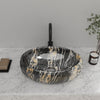 Ceramic Bathroom Vanity Countertop Sink Hand Wash Basin Oval Black Marble Effect
