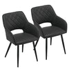 2 Pcs Dining Chairs Faux Leather Diamond Cushion Seat With Hole Brown Grey