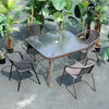 Round/Square Garden Patio Coffee Bistro Table Glass Outdoor Summer Parasol Hole