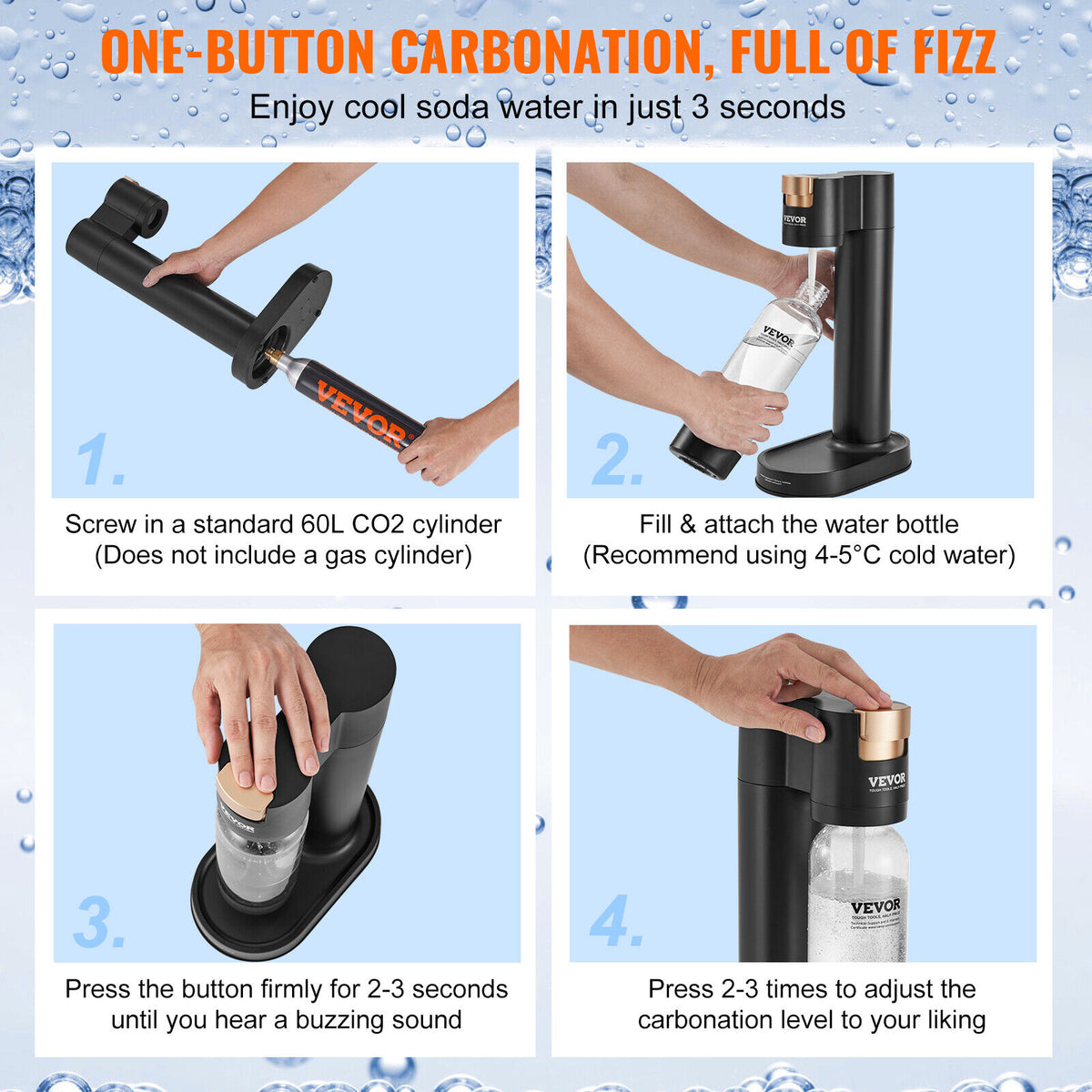 Sparkling Water Maker Soda Maker Carbonator Machine 1 PET Bottle Black ...