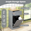 Laundry Cabinet Organizer Freestanding Tilt Out Laundry Hamper-Grey