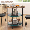 80cm Round Dining Table with Storage Metal Frame 3-Tier Kitchen Table Brown