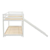 3FT Single Wooden Bunk Bed Kids Sleeper with Slide and Ladder Cabin Bed White
