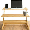 Natural Bamboo Standing Desk Converter Dual Monitor Stand Sit Stand Riser Stand