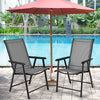 Set of 2 Folding Chairs Garden Fabric Chairs Indoors Outdoors Seat w/Armrests