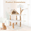 Modern Wooden Cat Towe 149 cm Tall Solid Wood Cat Tree-White