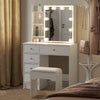 Dressing Table Wood Makeup Desk White with Mirror 5 Drawers Stool Shelf Bedroom