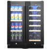 Double Door Dual Zone Beverage Wine Fridge Auto Defrost Drinks Refrigerator 120L