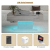 High gloss Coffee Table with RGB LED Lights Living Room Cocktail Sofa Table Grey