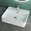 White Semi Recessed Bathroom Basin Ceramic Countertop Sink Rectangle Washbasin