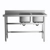 Catering Sink Stainless Steel Double Bowl Commercial Kitchen Left Hand Drainer