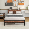 Double Bed Frame Industrial Metal Platform Bed with Headboard and Footboard