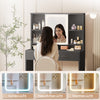 LED Dressing Table with 2 Drawers and 4 Open Shelves Vanity Table Black