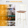 2X Swivel Height Bar Stools Solid Rubber Wood Dining Chairs w/ Footrest Backrest