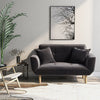 Fabric Sofa Bed Small Loveseat Tufted Button Detail Couch with Wooden Leg Grey