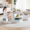 Kids Activity Table and Chair Set with 4 Fabric Drawers-Grey