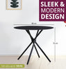 Small Dining Table, Round Black Wooden Effect Top Kitchen Table with Metal Legs