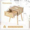 2PCS Modern Nightstand Bedside Sofa End Table with Rattan Drawer Boho Side Table