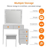 Vanity Makeup Desk Dressing Table with LED Stools 5 Drawers Christmas Gift