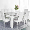 Solid Dining Table and Chairs Set w/ 6 PU Faux Leather Seat Kitchen Furniture