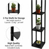 LED Floor Lamp Wood Modern Lounge Light 3-tier Open Storage Shelf Display Black