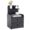 White Tall Cabinet Bedside Table Storage Narrow Chest of 2Drawer&Shelves Storage