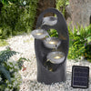 Outdoor Solar Water Feature Garden Fountain Water Cascade Stone Bowls Waterfall