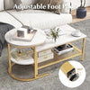 Nesting Coffee Tables Set of 2 - Faux Marble with Storage Shelf for Living Room