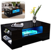 LED Coffee Table Wooden 2 Drawer Storage High Gloss Modern Living Room Furniture