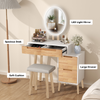Modern Dressing Table Set LED Mirror Vanity Desk with Drawer Cabinet Stool