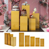 5-Piece Gold Metal Wedding Centerpiece Plinth Flower Pedestal Cake Dessert Stand