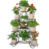 9 Pot Metal Plant Stand Home Outdoor Garden Flower Pot Shelf Display Rack