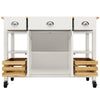 Rolling Kitchen Island Storage Trolley Cabinet with Large Wood Top, 3 Drawers